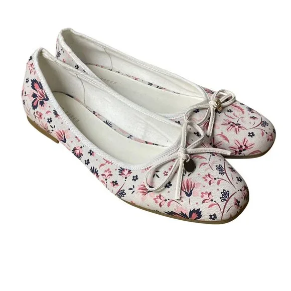 Ted Baker Bayna Floral Ballet Flats Sz 39 (EU) Bow Accent Slip On - Picture 1 of 9